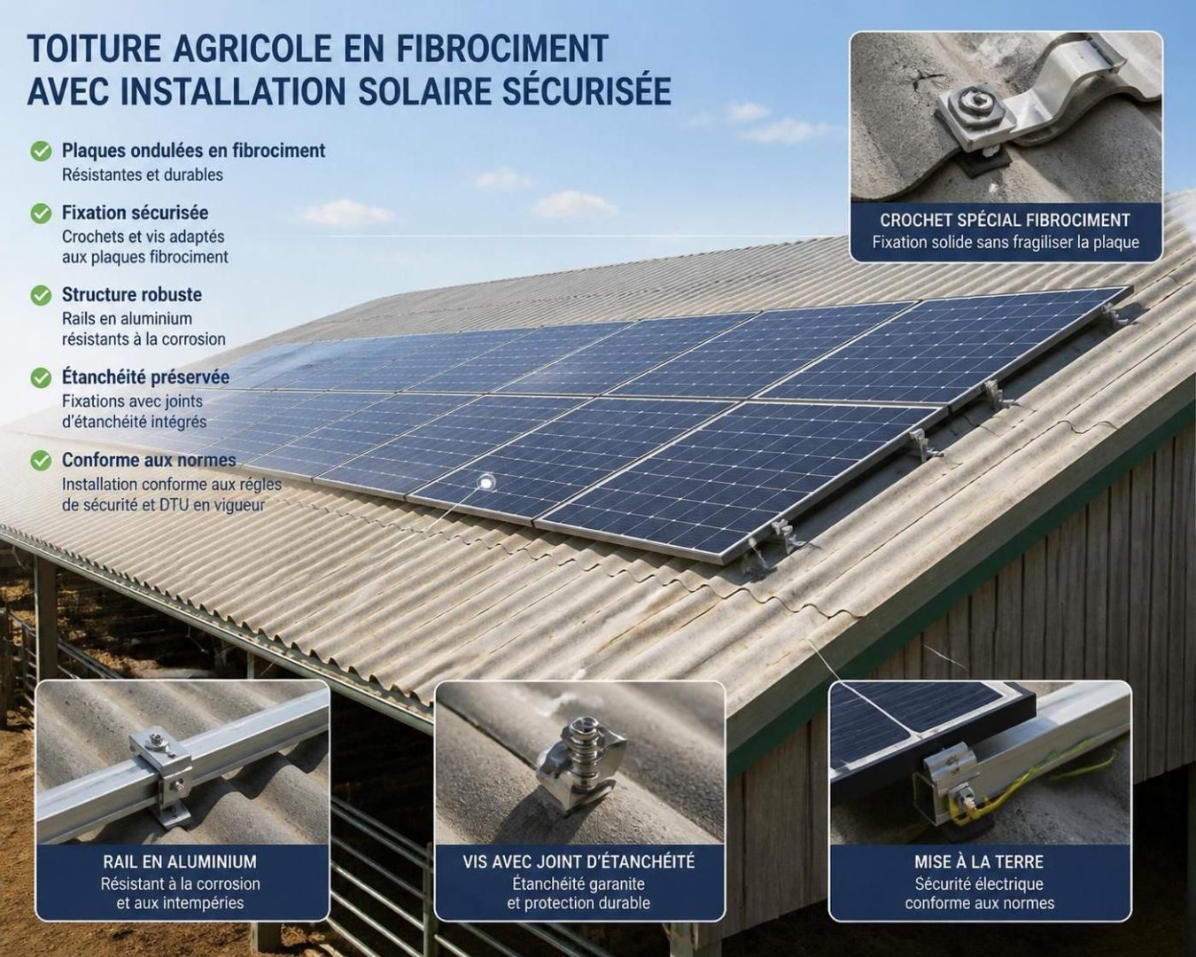 découvrez si l'installation de panneaux solaires sur un toit en fibrociment amianté est sûre, les risques associés et les précautions à prendre pour protéger votre santé et votre habitation.
