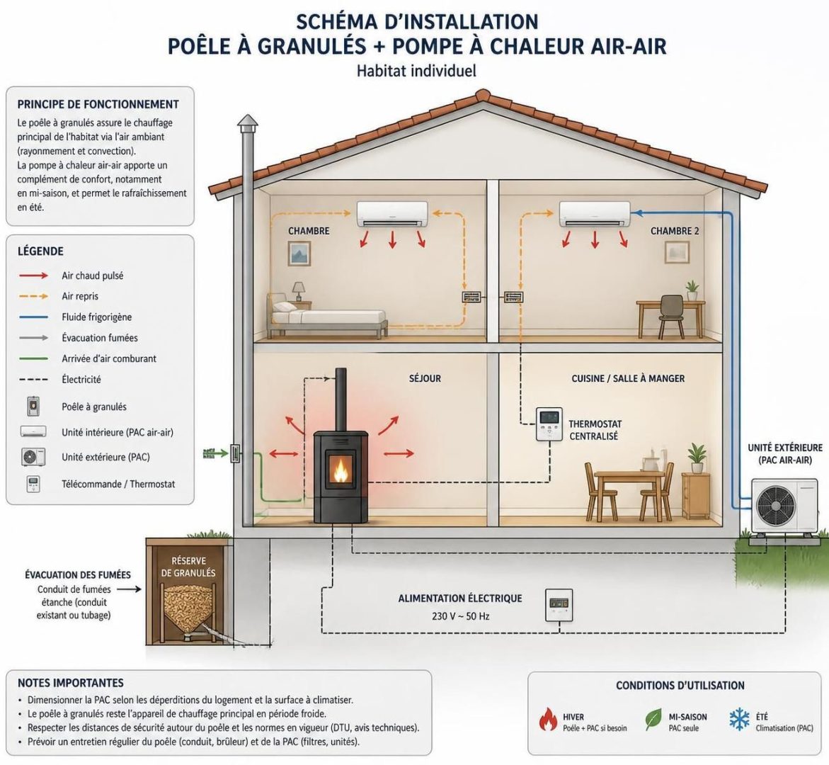 découvrez si vous pouvez coupler un poêle à granulés avec une pompe à chaleur air-air, les avantages de cette combinaison et les précautions à prendre pour une installation optimale et écoénergétique.
