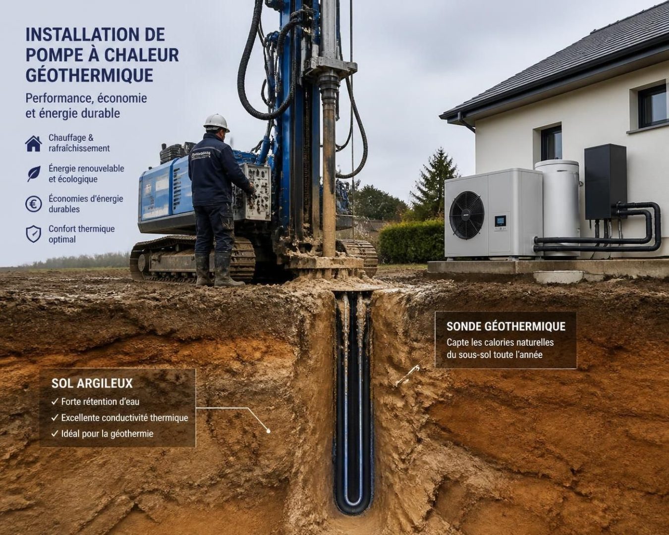 découvrez les risques spécifiques du forage pour une pompe à chaleur géothermique sur terrain argileux et les précautions à prendre pour garantir l'efficacité et la sécurité de votre installation.