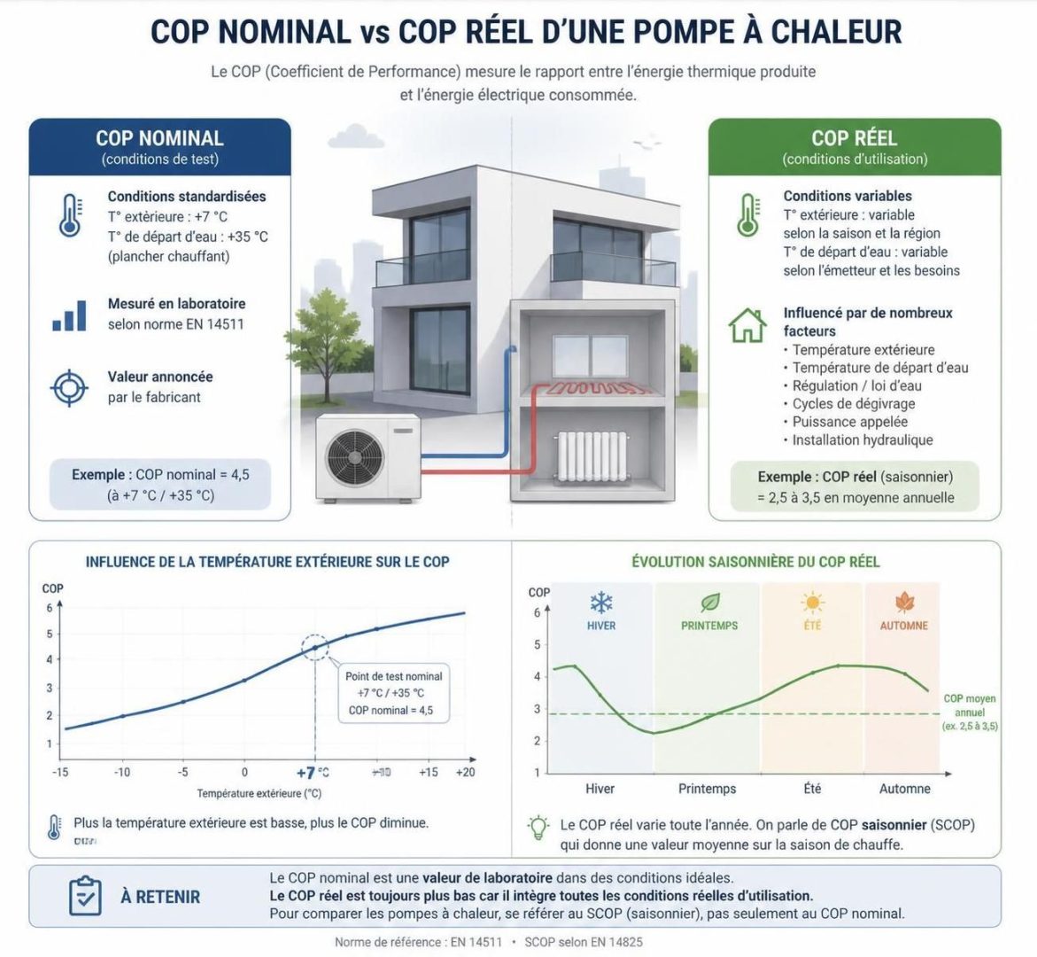 découvrez la différence entre le cop nominal et le cop réel d'une pompe à chaleur pour mieux comprendre son efficacité énergétique en conditions réelles d'utilisation.